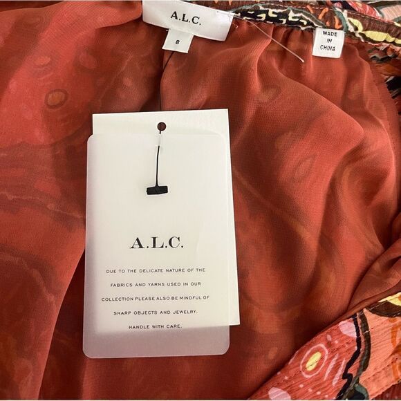 A.L.C. graphic-print ruffle sleeves blouse NWT Size S - Picture 9 of 12
